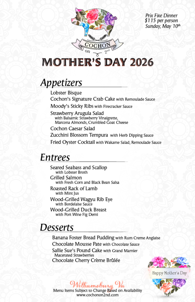 Mother's Day menu